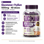 Glucomannan + Psyllium 120 Cápsulas 500mg Premium - Imagem 6