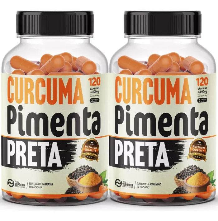2 Potes Açafrão Plus 240 Cápsulas De 500mg 100% Natural - Imagem 1