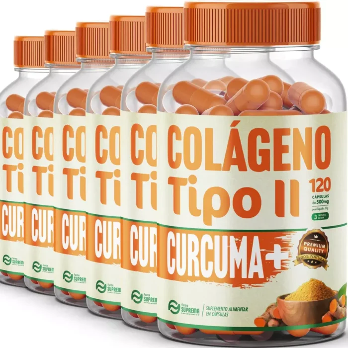 6 Potes Açafrão Plus C/ Colágeno Tipo Premium - Kit 720 Cáps - Imagem 1
