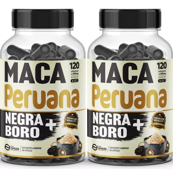 2x Maca Negra+boro 500mg 100% Pura Kit 240 Cáps - Imagem 1