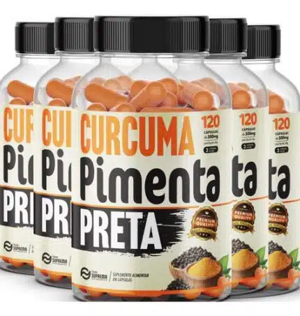 5x Cúrcoma Com Pimenta Preta Piperina Açafrão 120 Caps
