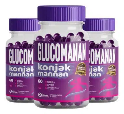 3 Glucomanan 1500mg 180 Capsulas 60 Doses Sabor Sem Sabor