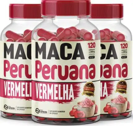 3x Maca Red Super Premium 500mg 100% Pura Kit 360caps Nota F