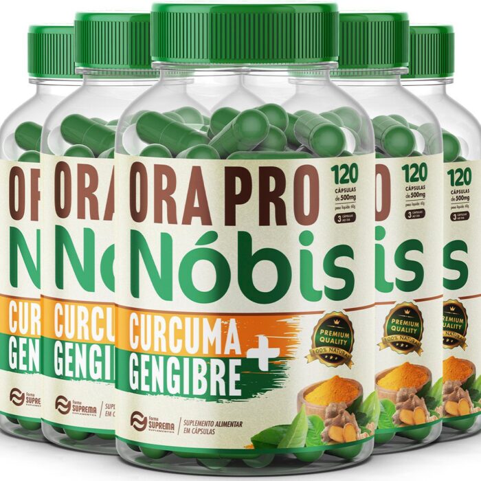 5x Ora Pro-nóbis + Cúrcuma + Gengibre 500mg 600Cápsulas - Imagem 1