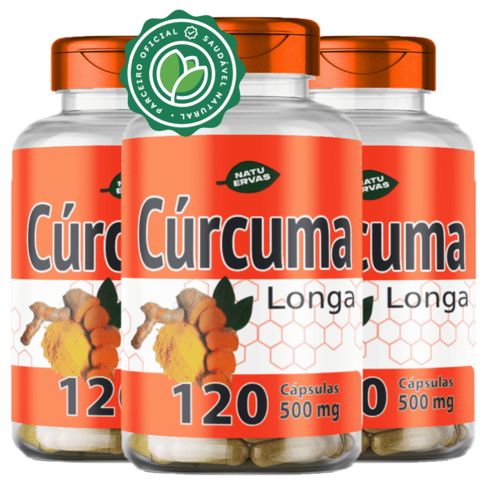 3 Potes Cúrcuma 100% Puro - Kit 360 Cápsulas De 500mg - Imagem 1