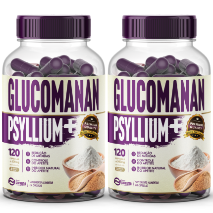 2 Glucomannan + Psyllium 240 Cápsulas 500mg Premium