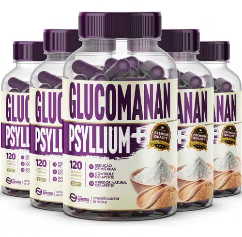 D_NQ_NP_667359-MLB85925856181_062025-O-5-potes-glucomanan-psyllium-pura-500mg-kit-600-caps-prmio 5 Potes Glucomanan + Psyllium Pura 500mg Kit 600 Cáps Prêmio - Imagem 1