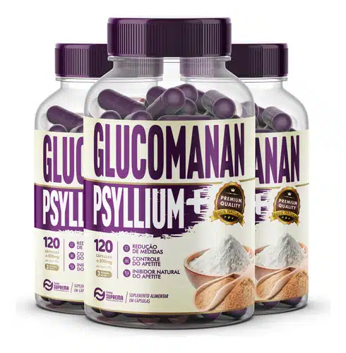 D_NQ_NP_692818-MLB85948836727_062025-O-3-glucomanan-600mg-3-potes-360-capsulas-sabor-sem-sabor 3 Glucomannan + Psyllium 360 Cápsulas 500mg Premium - Imagem 1
