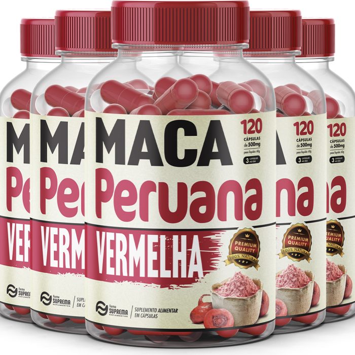 5x Maca Peruana Red Premium 500mg 100% Pura Kit 600cps - Imagem 1