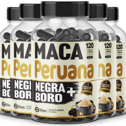 5 Maca Peruana Negra + Boro 600 Cápsulas 500mg Premium