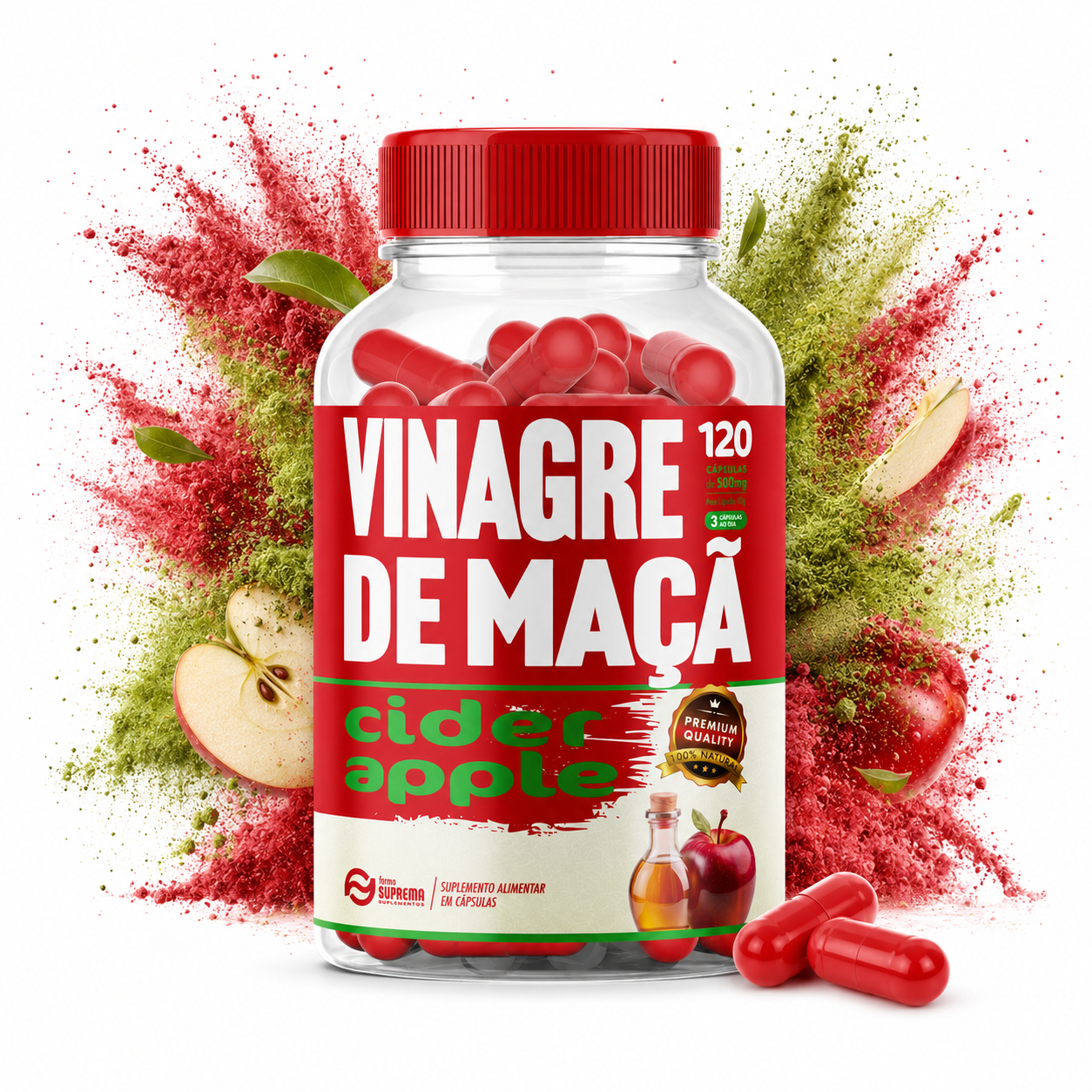 ChatGPT Image 21 de jul. de 2026, 02_07_50 (2) Vinagre de Maçã 120 Cápsulas 500mg Premium - Imagem 1