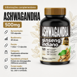 Ashwagandha Ginseng Indiano 120 Cápsulas 500mg Premium - Imagem 4