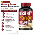 Ginseng Panax Coreano 120 Cápsulas 500mg Premium - Imagem 3